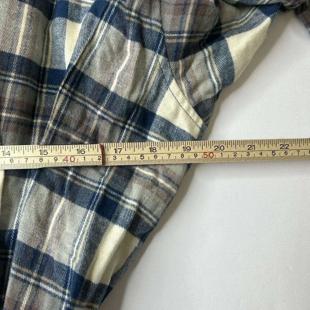 L.L.Bean Scotch Plaid Flannel Robe Men's Size XL 100% Cotton Multicolor Blue